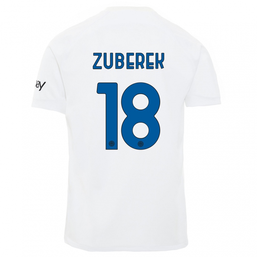 Mulher Camisola Jan Zuberek #18 Branco Alternativa 2023/24 Camisa