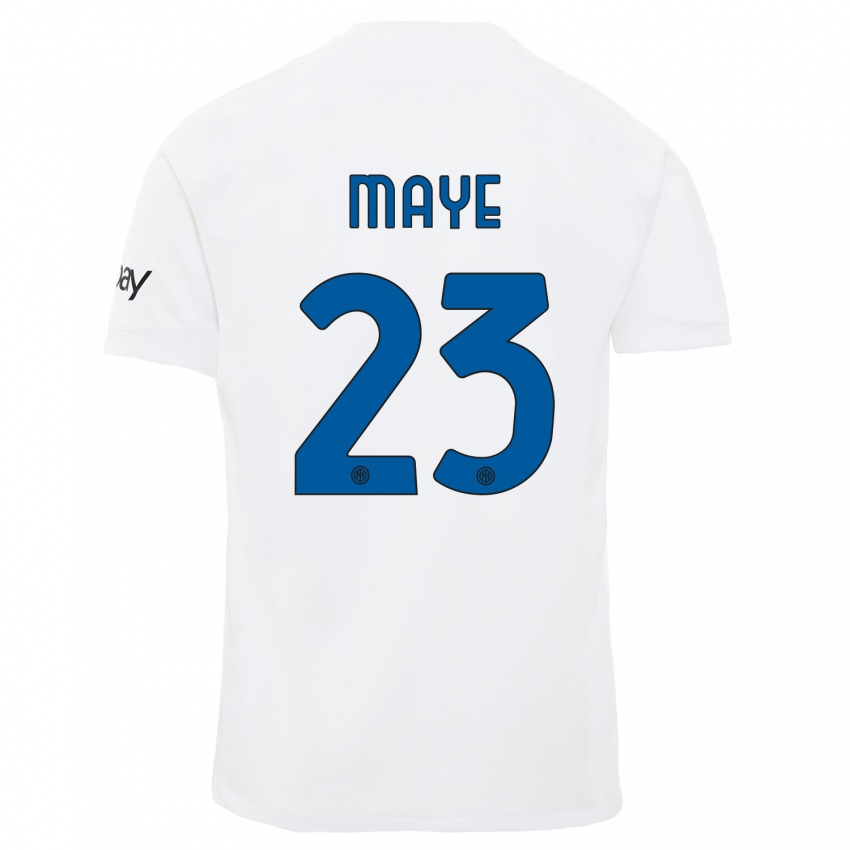 Mulher Camisola Yvan Maye #23 Branco Alternativa 2023/24 Camisa