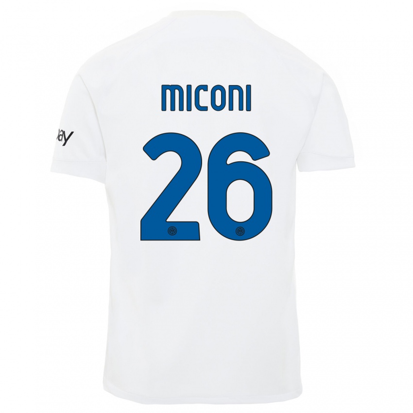 Mulher Camisola Riccardo Miconi #26 Branco Alternativa 2023/24 Camisa