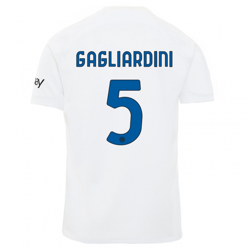 Mulher Camisola Roberto Gagliardini #5 Branco Alternativa 2023/24 Camisa