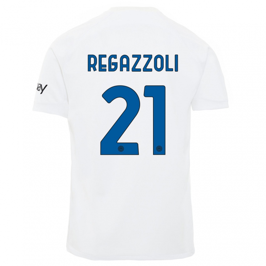 Mulher Camisola Alice Regazzoli #21 Branco Alternativa 2023/24 Camisa