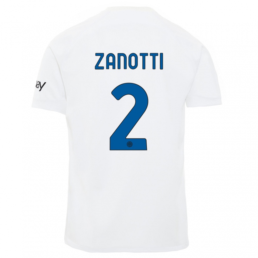 Mulher Camisola Mattia Zanotti #2 Branco Alternativa 2023/24 Camisa