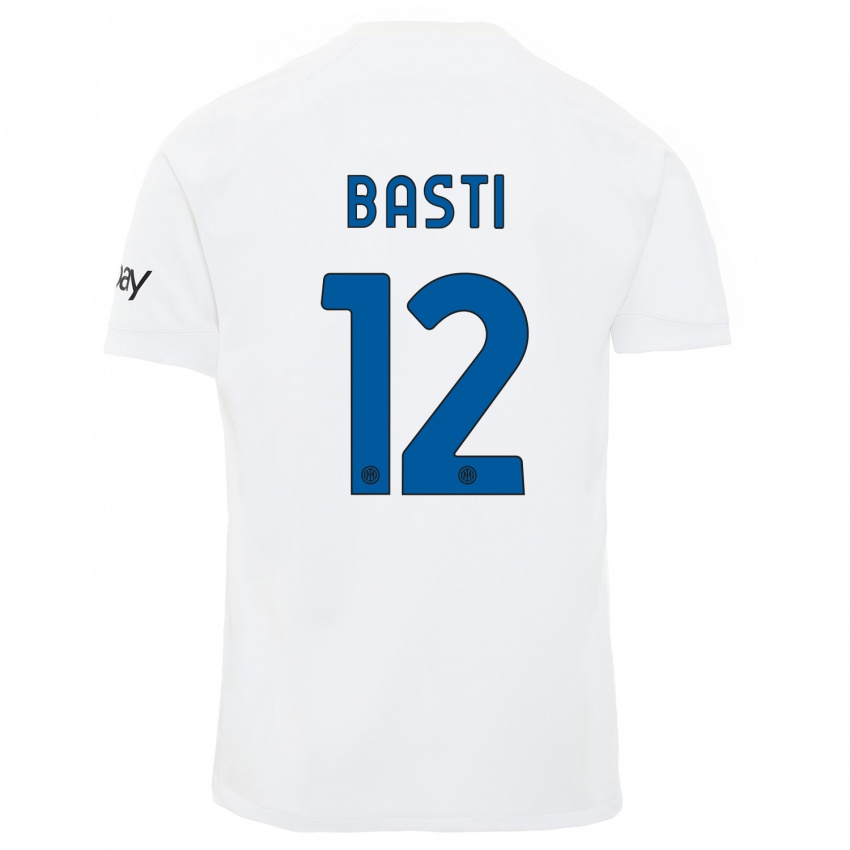 Mulher Camisola Matteo Basti #12 Branco Alternativa 2023/24 Camisa