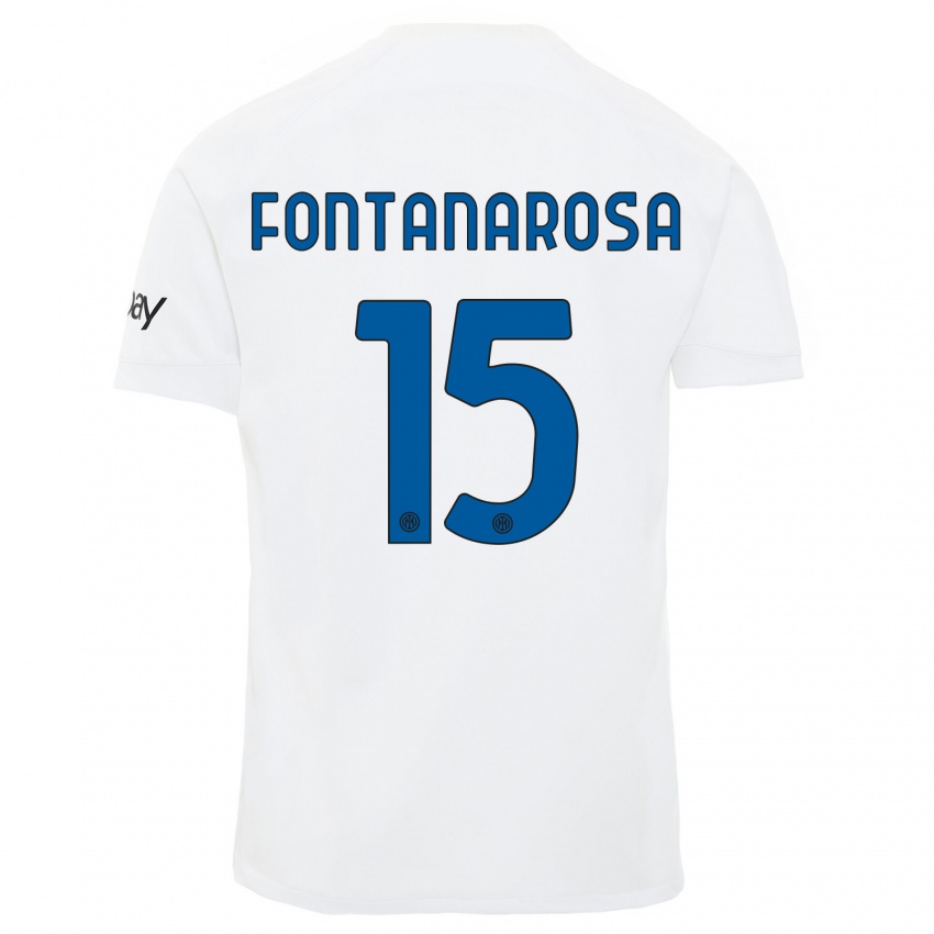 Mulher Camisola Alessandro Fontanarosa #15 Branco Alternativa 2023/24 Camisa
