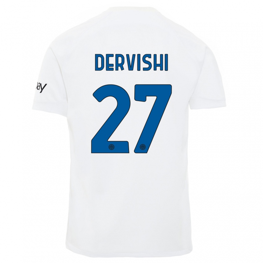 Mulher Camisola Kristian Dervishi #27 Branco Alternativa 2023/24 Camisa