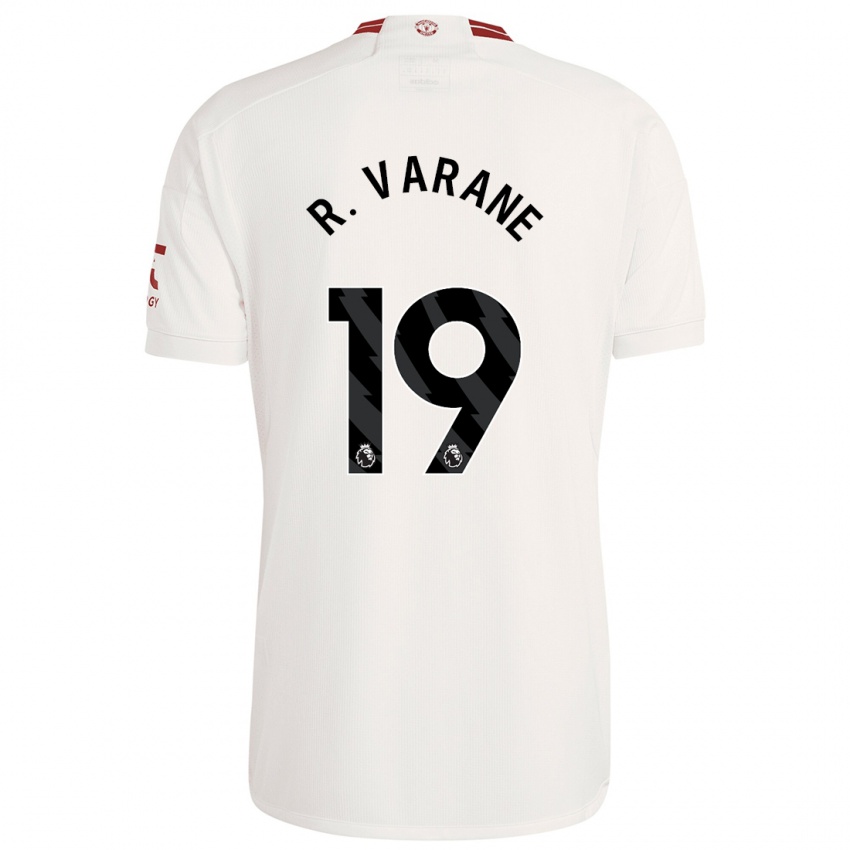 Mulher Camisola Raphael Varane #19 Branco Terceiro 2023/24 Camisa