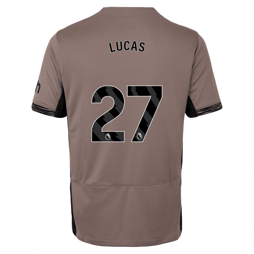 Mulher Camisola Lucas Moura #27 Bege Escuro Terceiro 2023/24 Camisa