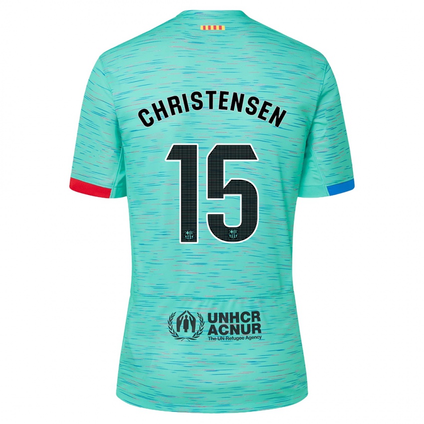Mulher Camisola Andreas Christensen #15 Água Clara Terceiro 2023/24 Camisa