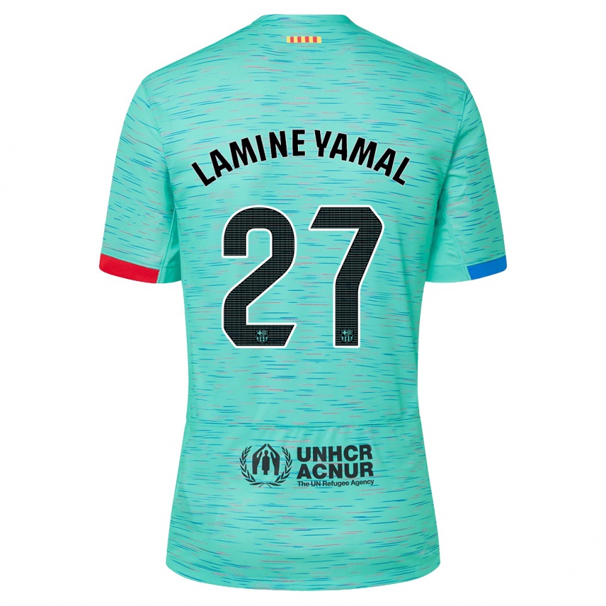 Mulher Camisola Lamine Yamal #27 Água Clara Terceiro 2023/24 Camisa