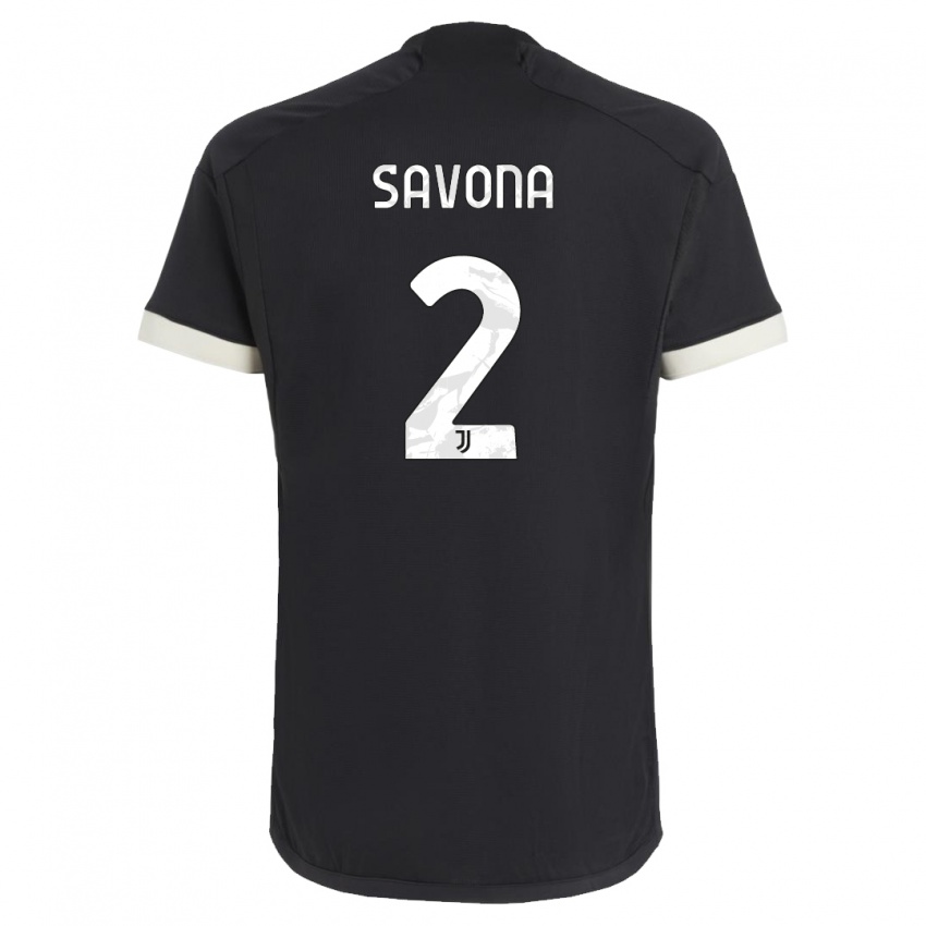 Mulher Camisola Nicolo Savona #2 Preto Terceiro 2023/24 Camisa