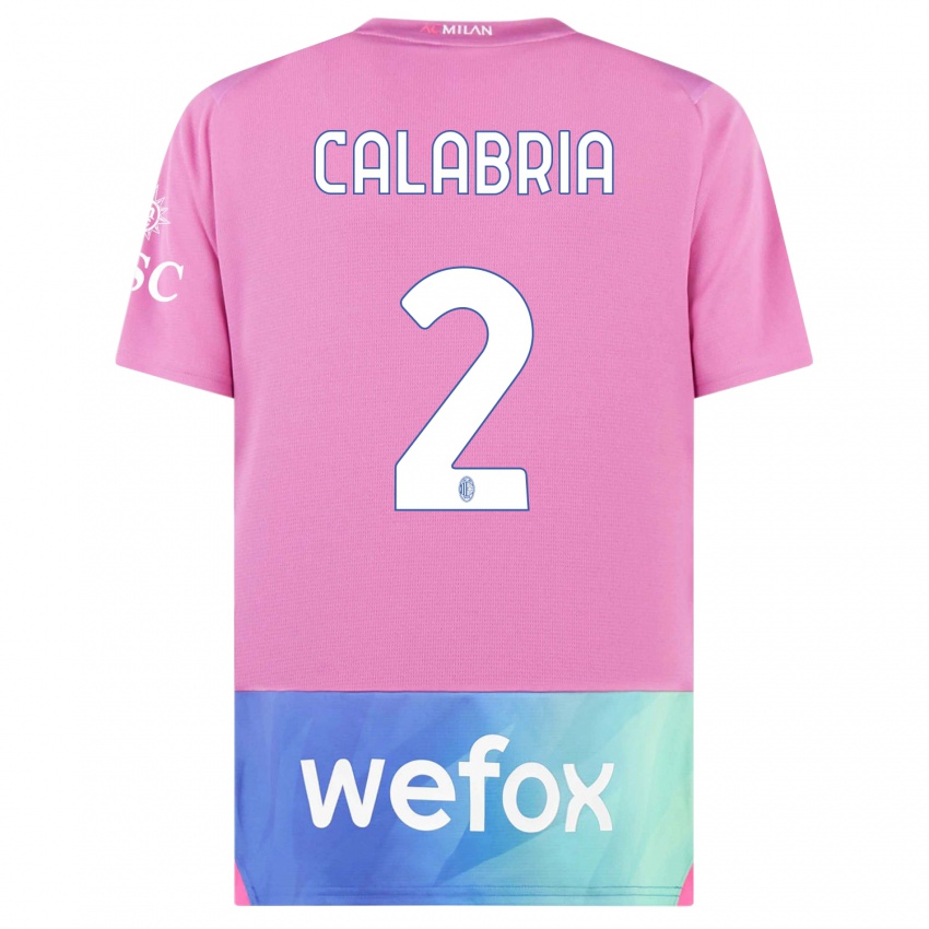 Mulher Camisola Davide Calabria #2 Rosa Roxo Terceiro 2023/24 Camisa