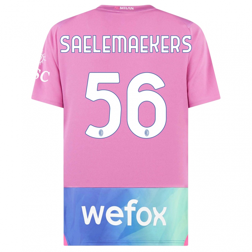 Mulher Camisola Alexis Saelemaekers #56 Rosa Roxo Terceiro 2023/24 Camisa