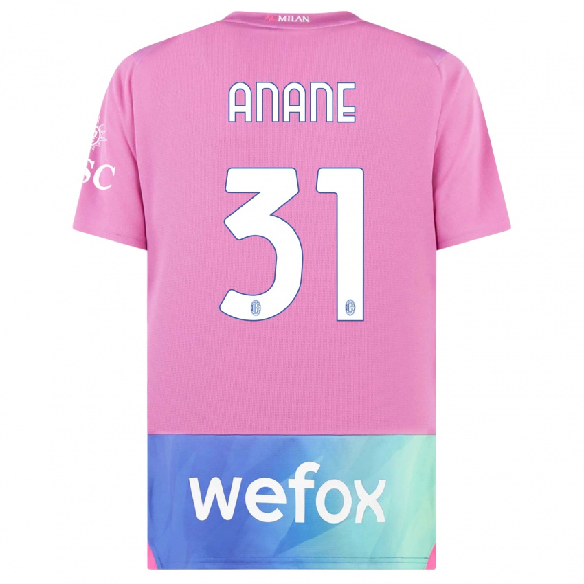 Mulher Camisola Emmanuel Anane #31 Rosa Roxo Terceiro 2023/24 Camisa